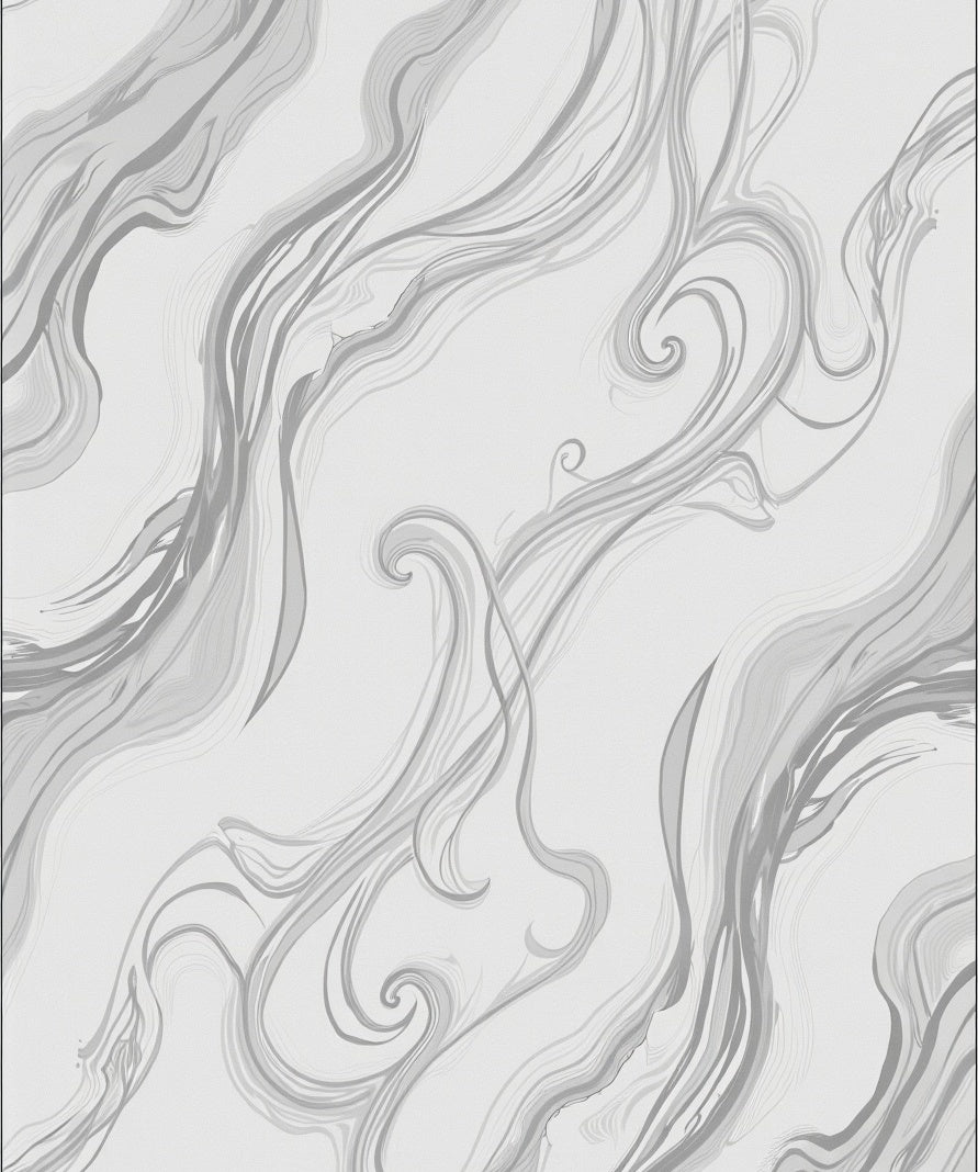Abstract Grey Swirls Lines Pattern Rug