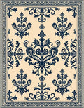 Ornate Damask Floral Motif Pattern Rug