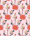 Coral Yellow Floral Sprig Design Rug