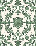 Green Traditional Floral Scroll Rug