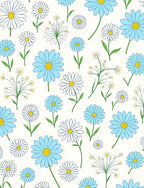 Blue and White Daisy Pattern Rug