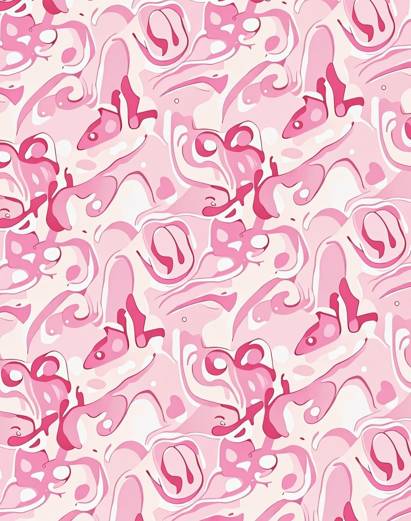 Contemporary Pink Swirl Abstract Design Rug