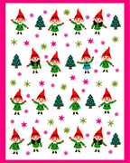 Festive Elves And Pine Trees Illustration Rug