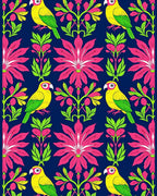 Vibrant Parrot Floral Garden Design Rug