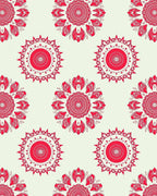 Red Sunburst Mandala Pattern Rug