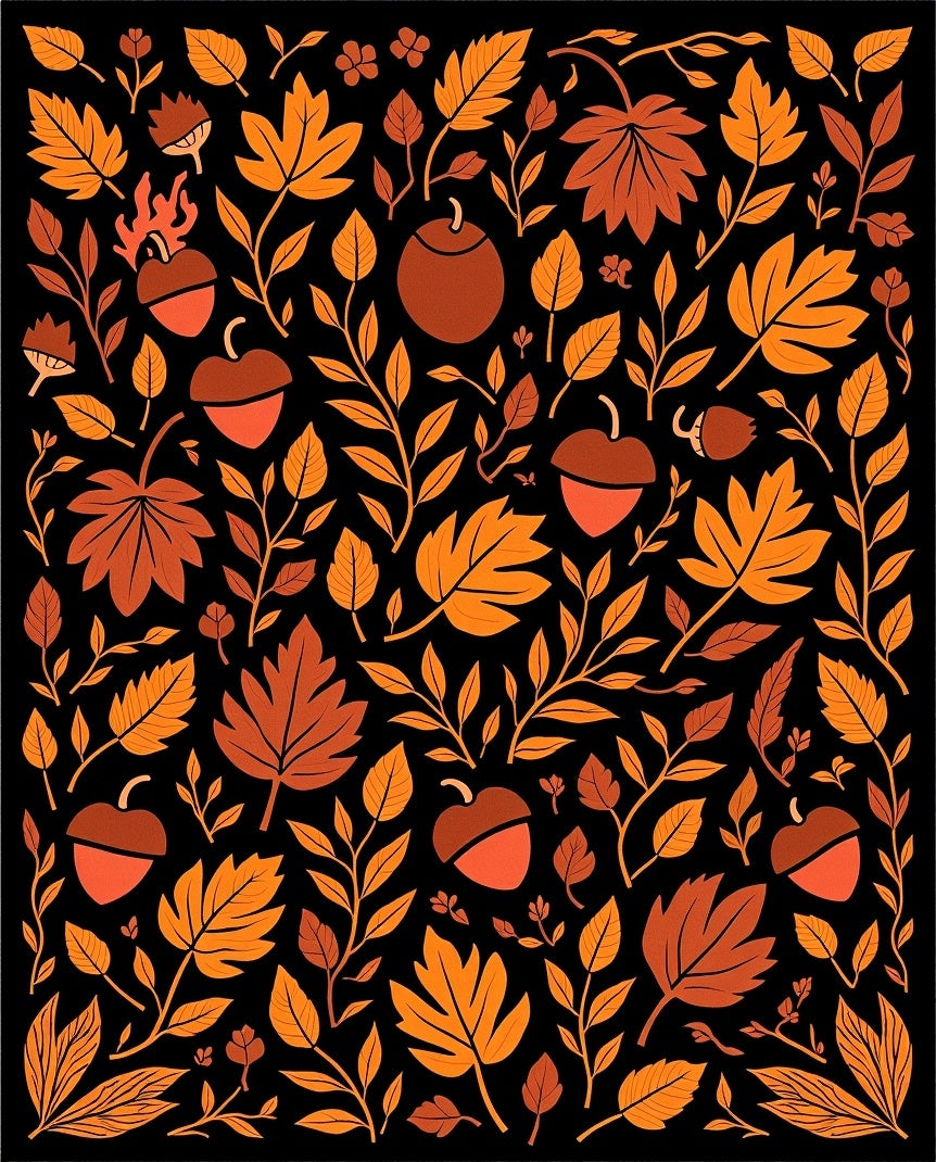 Autumn Leaf and Acorn Pattern Rug