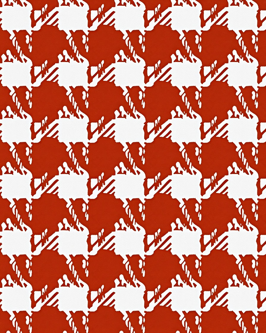 Red White Houndstooth Pattern Rug
