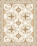 Ornate Swirls Floral Cream Pattern Rug