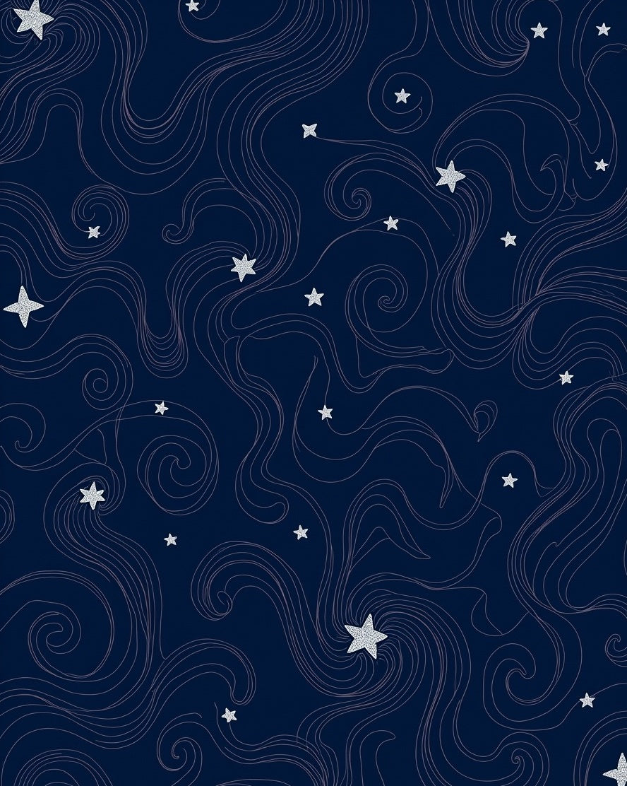 Whimsical Star Swirl Navy Design Rug
