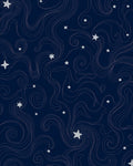 Whimsical Star Swirl Navy Design Rug