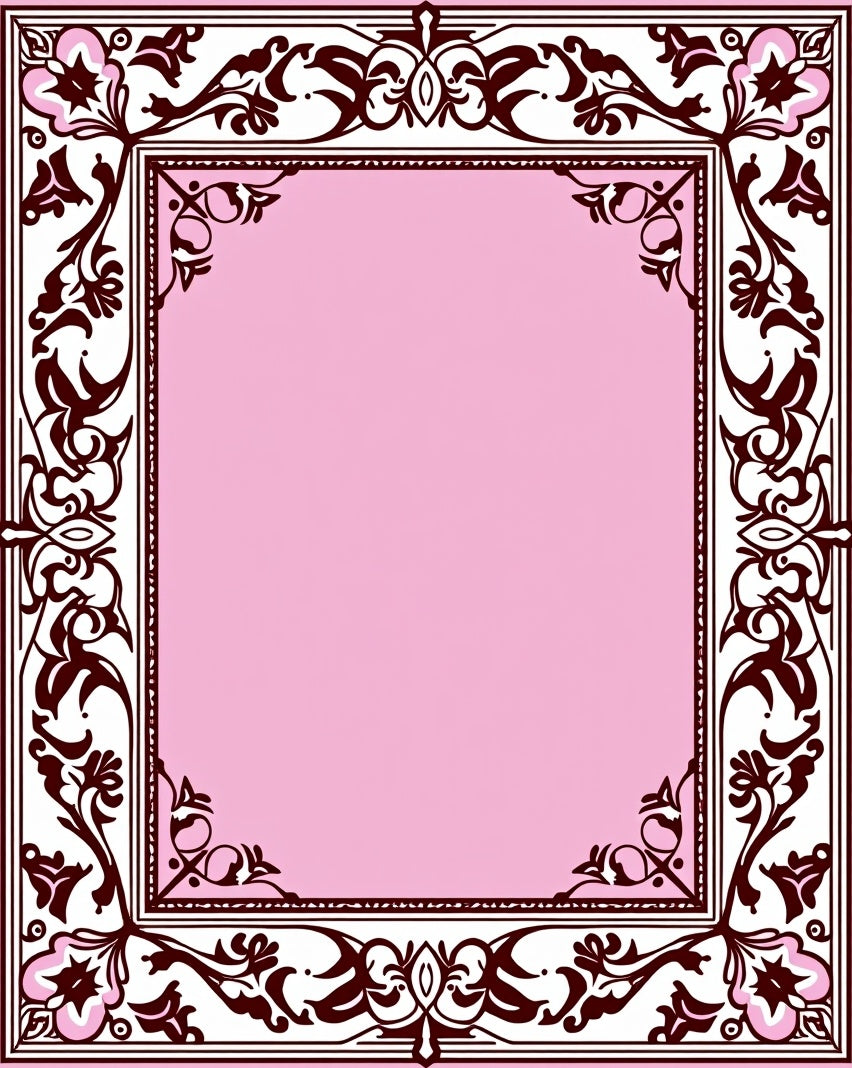 Pink Vintage Floral Scroll Pattern Rug