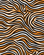 Orange Black White Wavy Stripes Rug