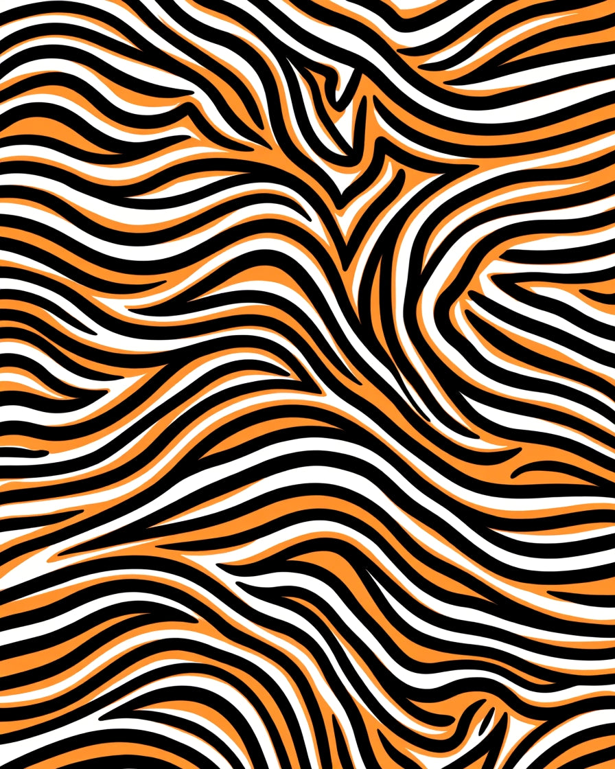 Orange Black White Wavy Stripes Rug