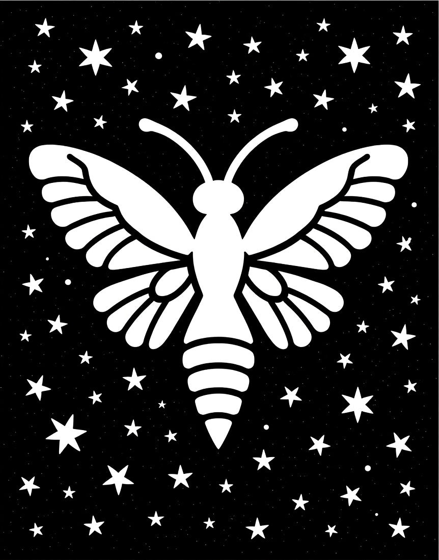 Night Sky Butterfly with Stars Pattern Rug