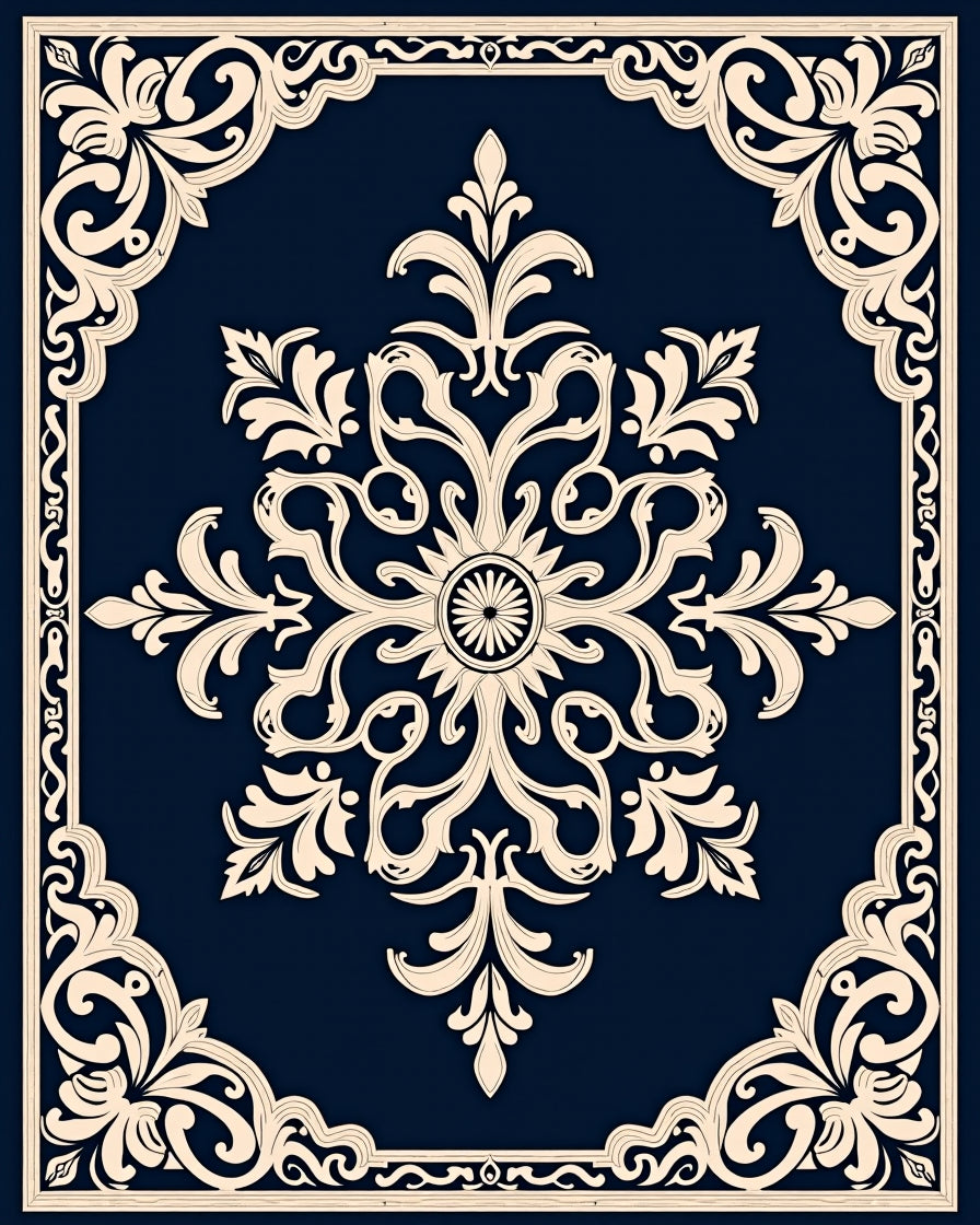 Ornate Scrollwork Floral Cream Rug