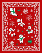 Joyful Snowmen Snowflake Border Design Rug