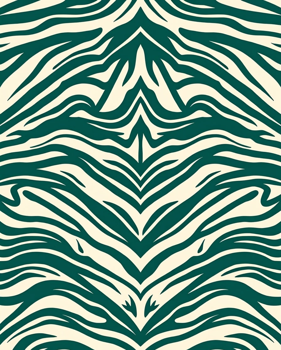 Teal Cream Zebra Stripe Pattern Rug