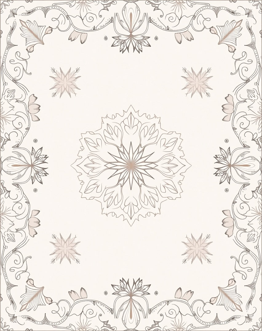 Elegant Floral Mandala Scroll Design Rug
