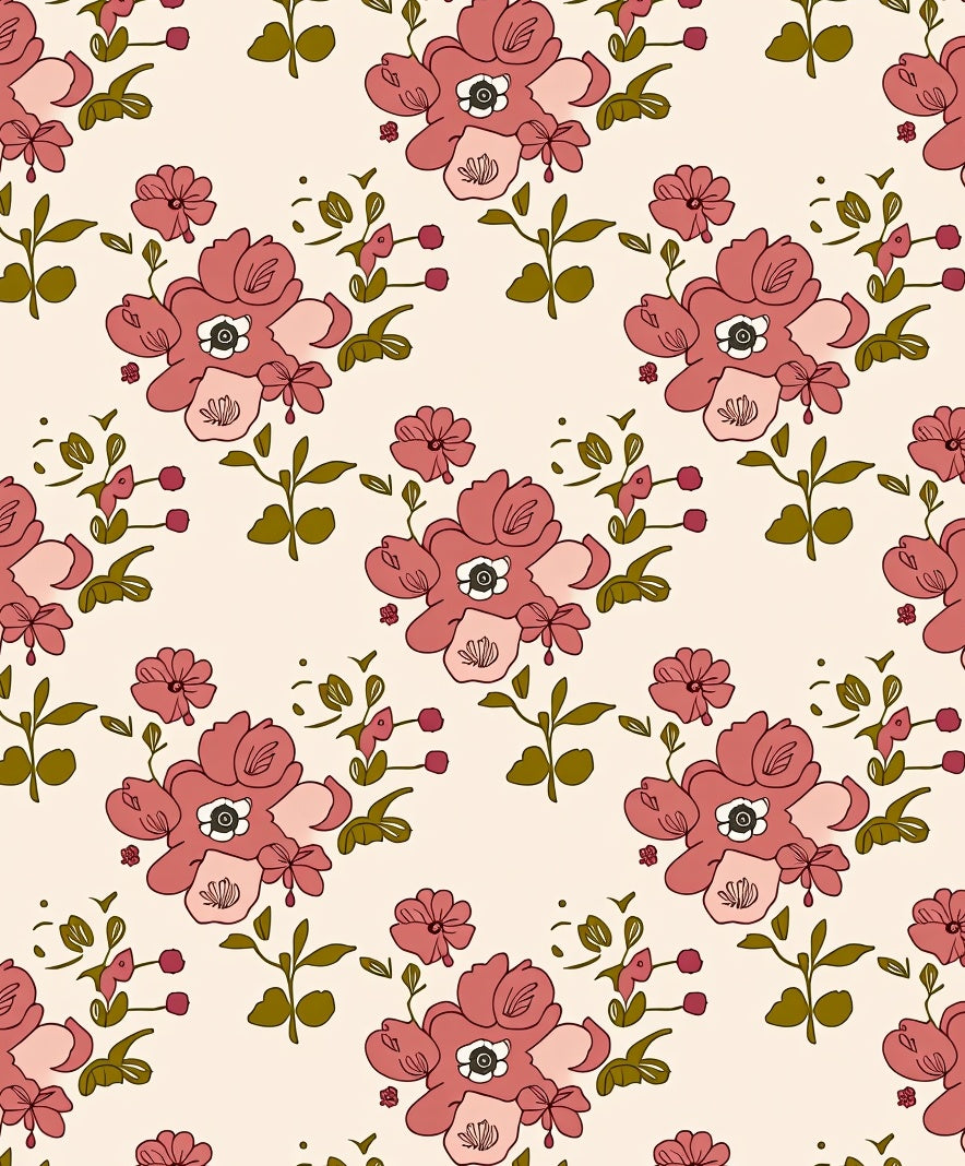 Retro Floral Bloom Pattern Rug