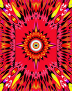 Radial Sunburst Feather Pattern Rug