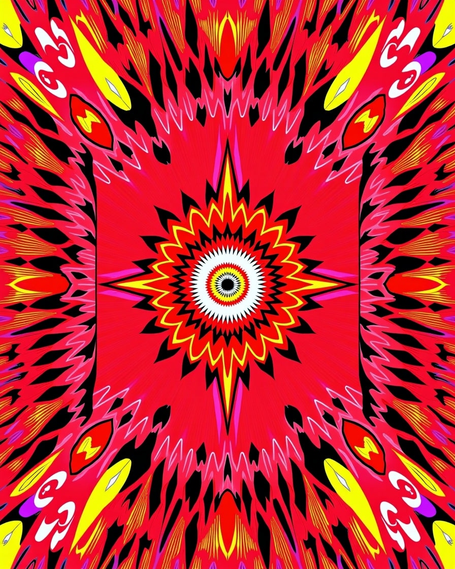 Radial Sunburst Feather Pattern Rug
