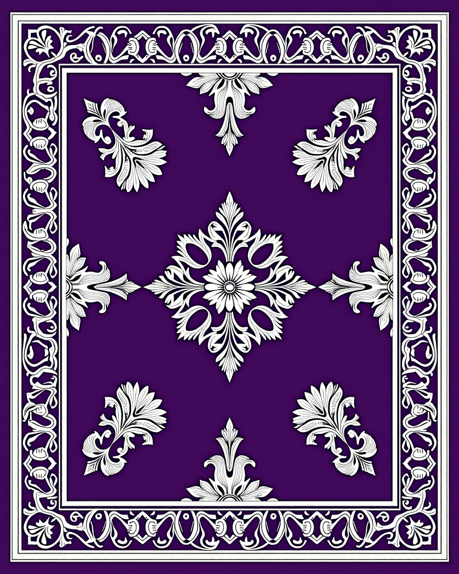 Rich Purple floral Filigree Pattern Rug