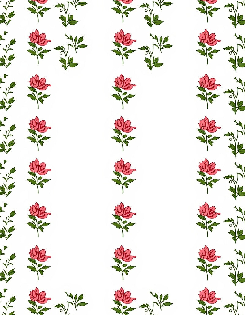Pink Floral Vine Pattern Rug