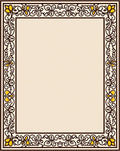 Ornate Yellow Floral Swirl Border Design Rug
