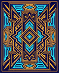 Symmetrical Geometric Lines Blue Orange Pattern Rug