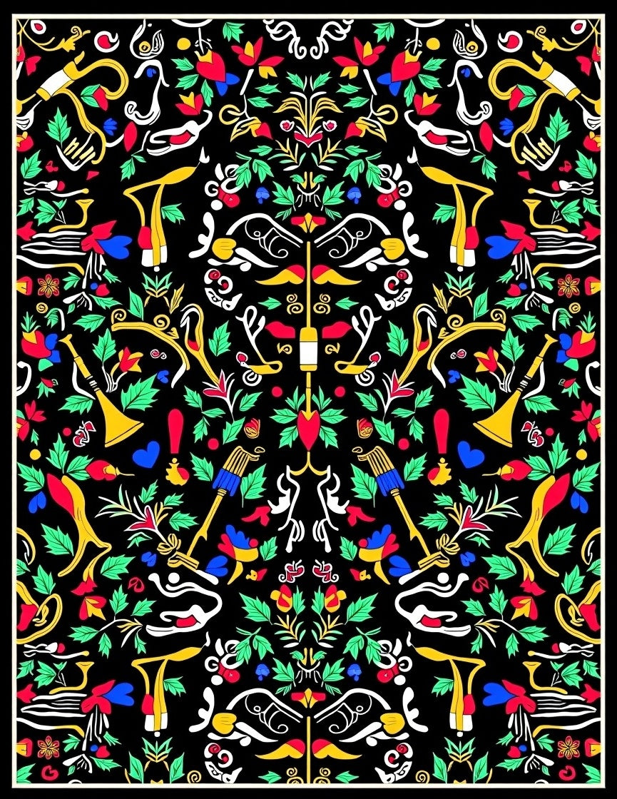 Vibrant Floral Trumpet Motif Rug