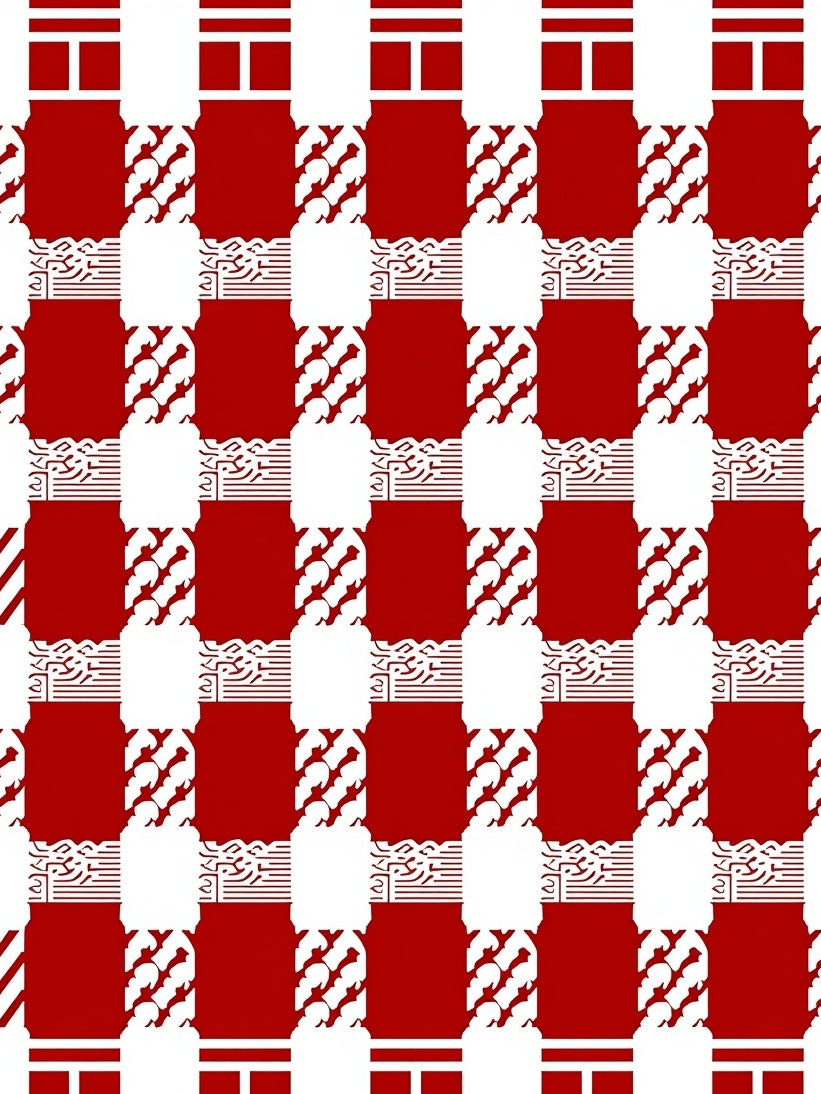 Checkerboard Red White Graphic Pattern Rug