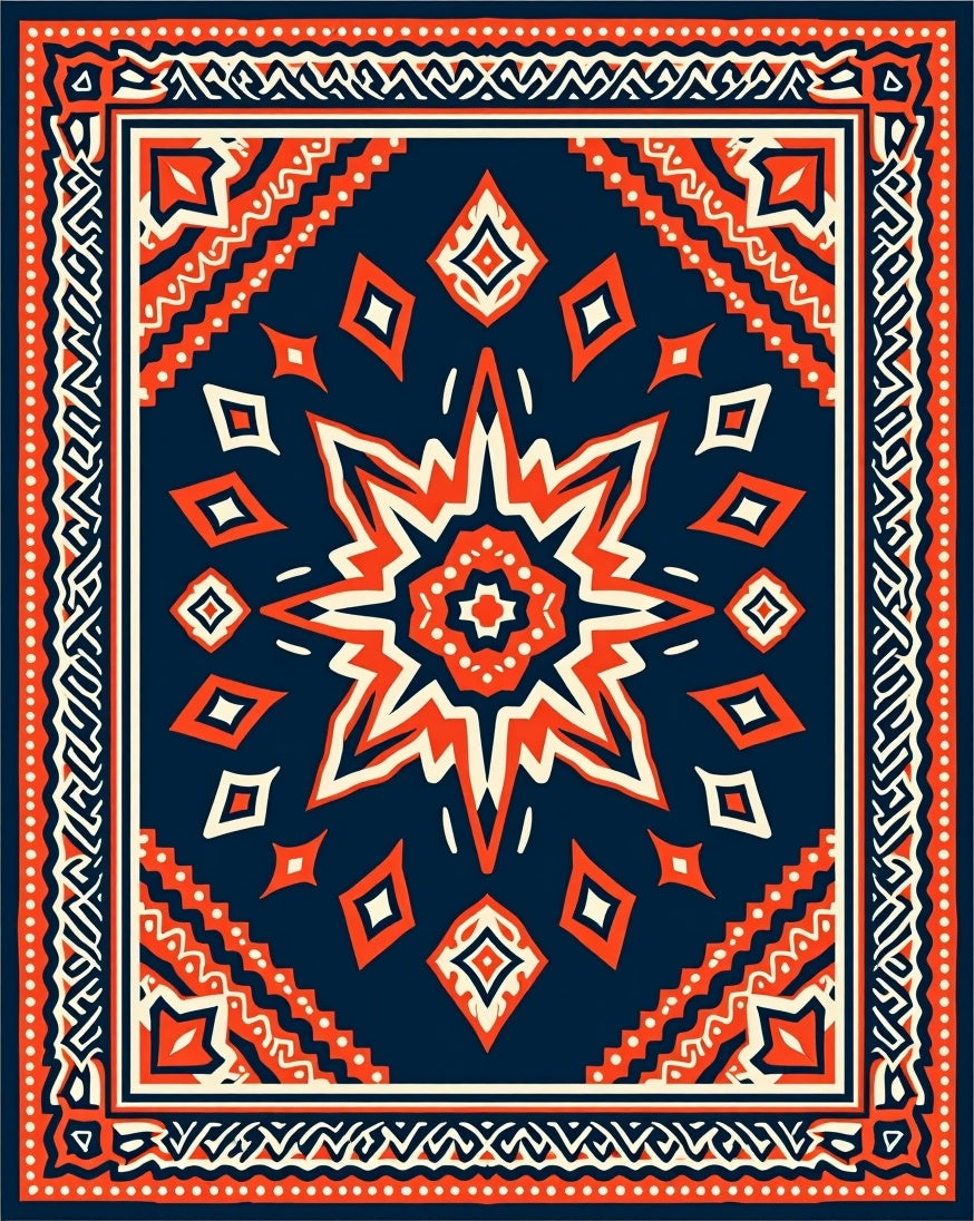 Bold 3-Color Starburst Geometric Rug