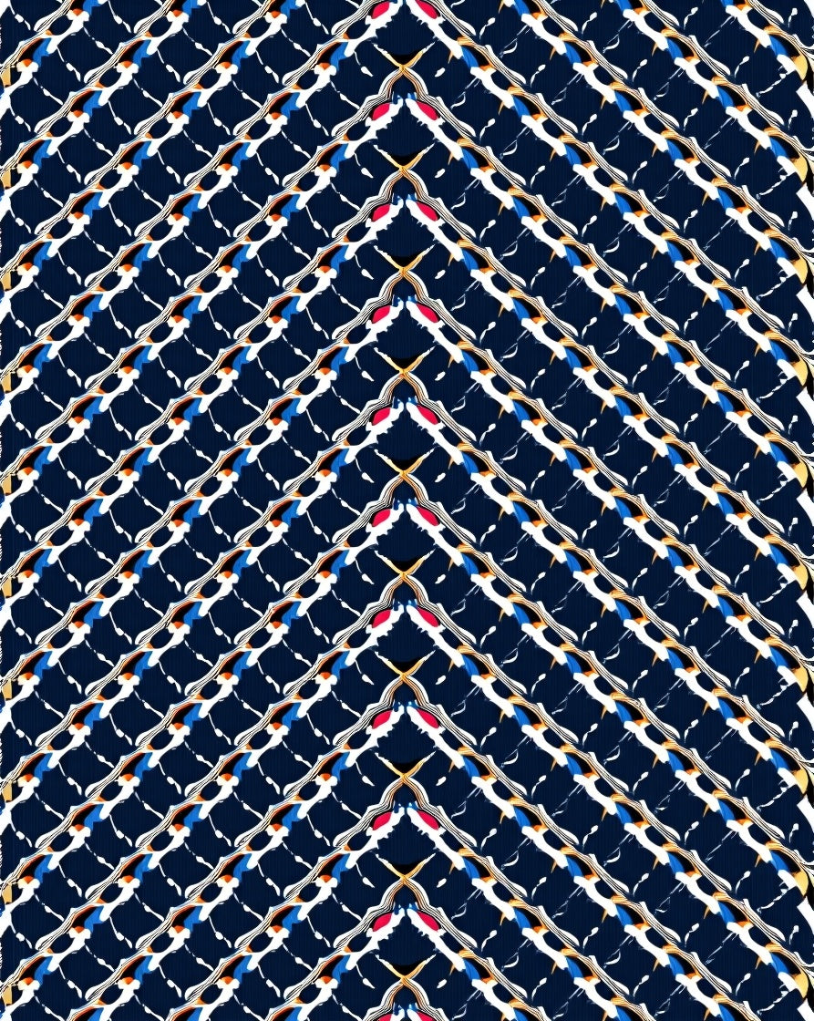 Intricate Navy Geometric Pattern Rug