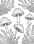 Woodland Mushroom Foliage Pattern Rug