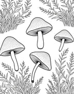 Woodland Mushroom Foliage Pattern Rug
