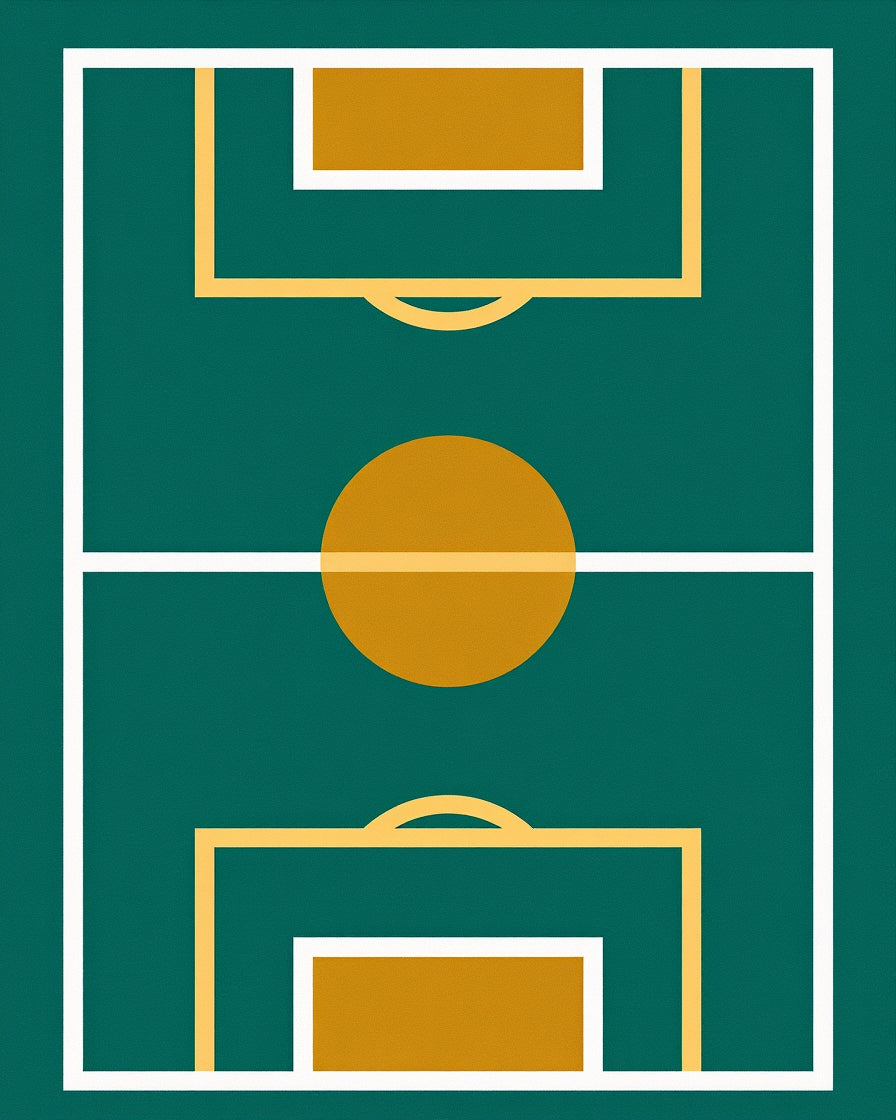 Green And Yellow Geometric Court Pattern Rug