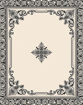 Ornate Black Swirl Floral Frame Rug
