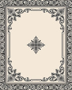 Ornate Black Swirl Floral Frame Rug