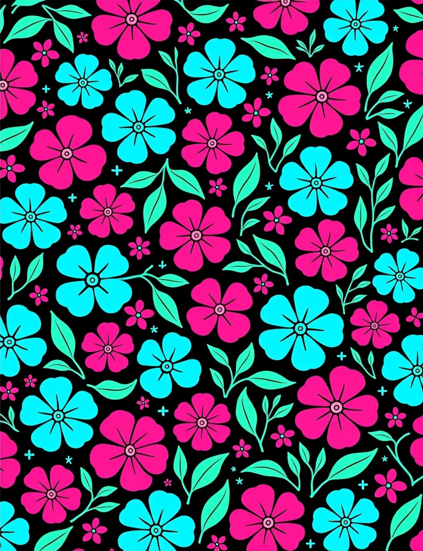Bright Pink Aqua Floral Botanical Rug
