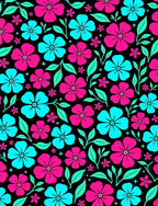 Bright Pink Aqua Floral Botanical Rug