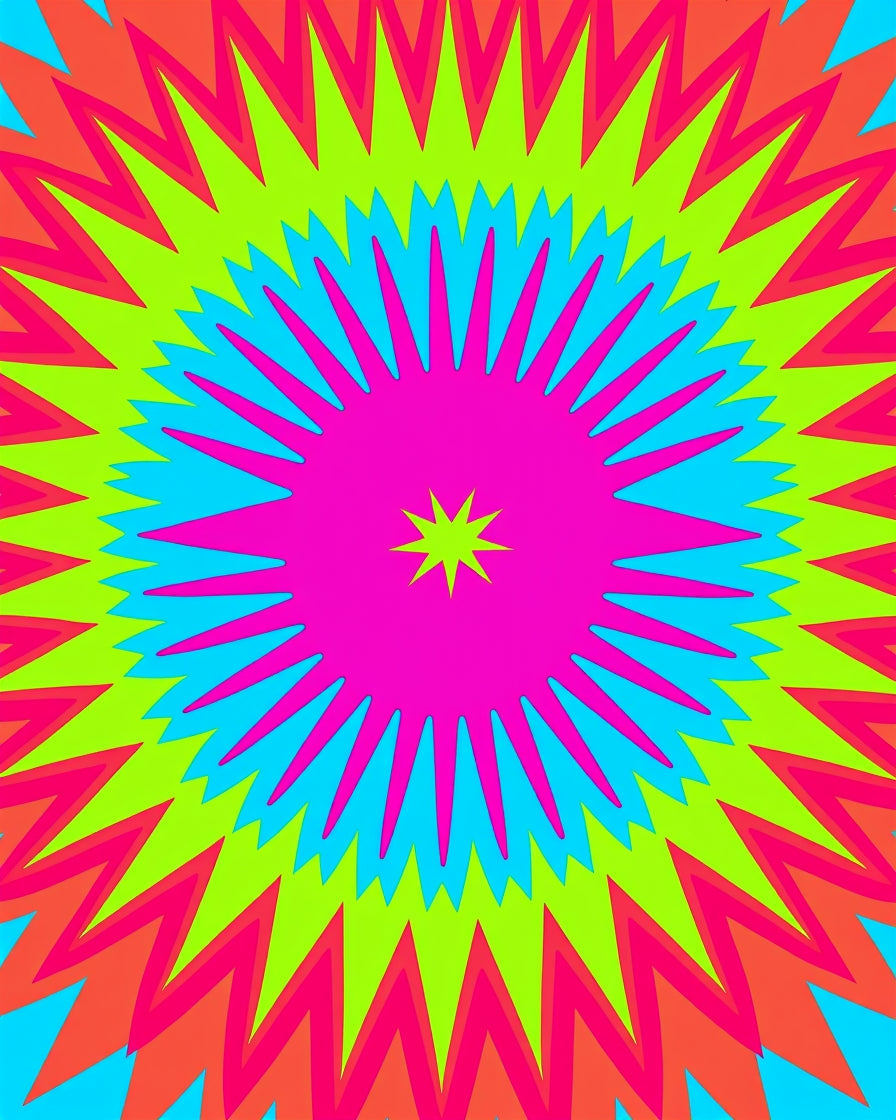 Radiant Starburst Psychedelic Pattern Rug