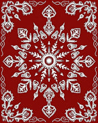 Red Snowflake Ornamental Pattern Design Rug