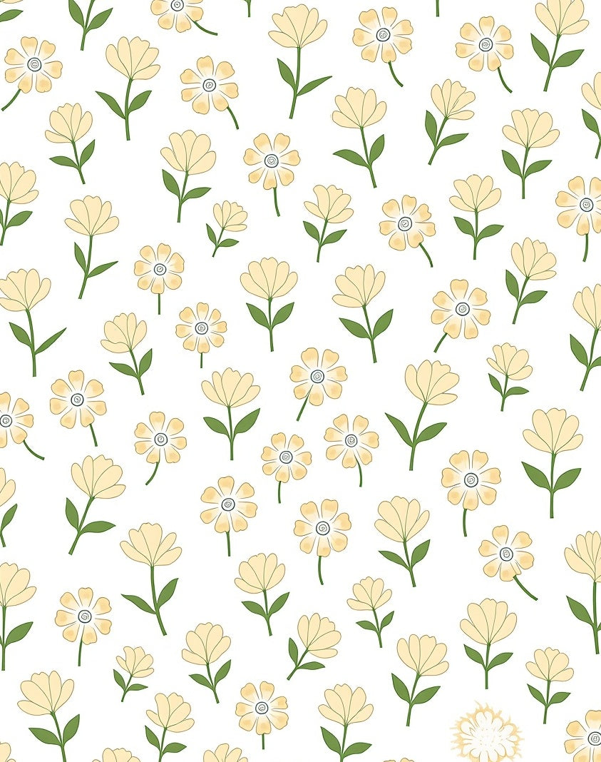 Pale Yellow Floral Pattern Design Rug