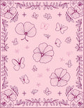 Floral Butterfly Patterned Pink Rug