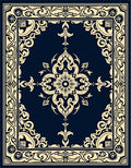 Classic Floral Scrollwork Dark Indigo Rug
