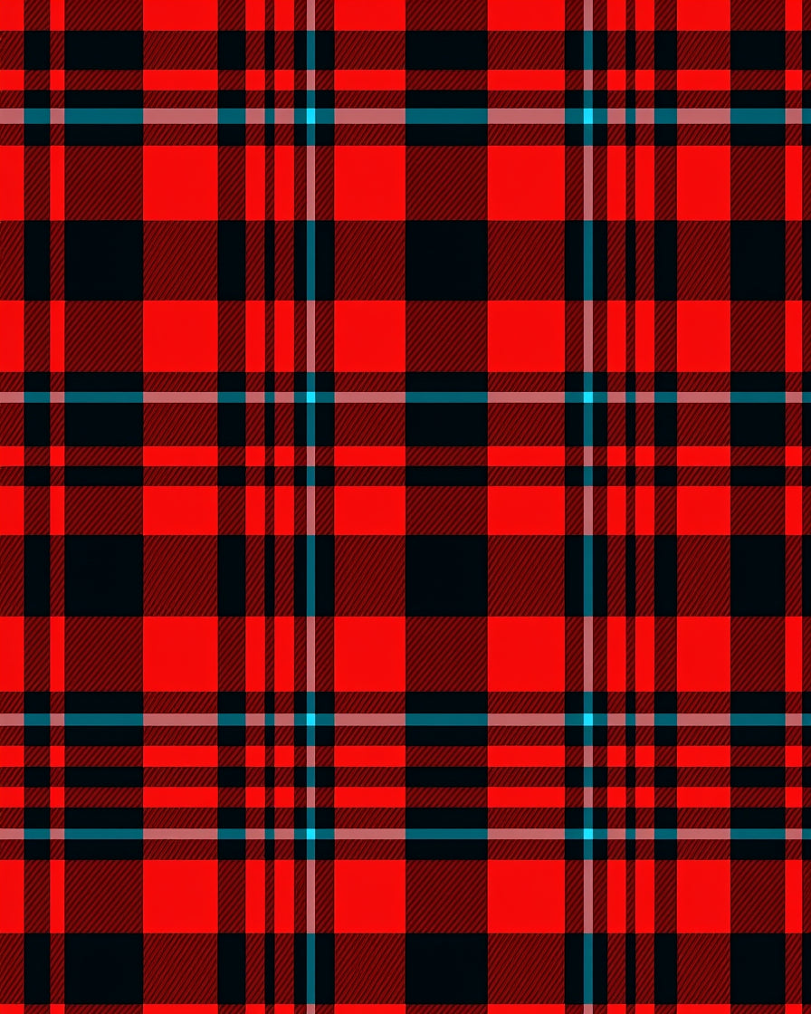 Bold Red Black Plaid Pattern Rug