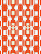 Bold Red Graphic Geometric Pattern Rug