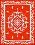 Bold Orange White Floral Scroll Pattern Rug