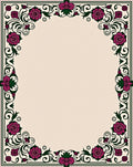 Ornate Floral Swirls Border Rug