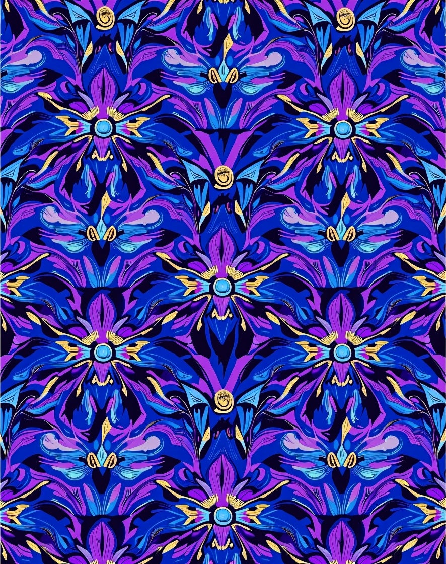 Vibrant Floral Art Nouveau Pattern Rug
